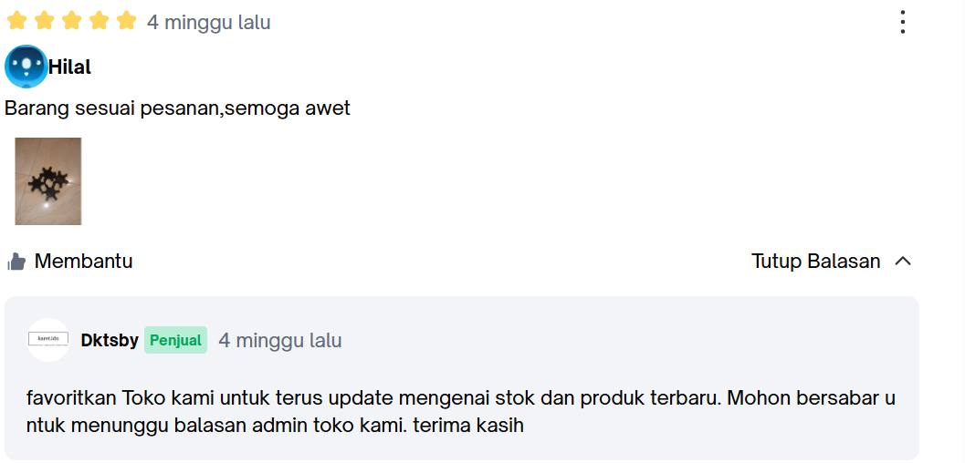 Ulasan Tokopedia Pembeli Y